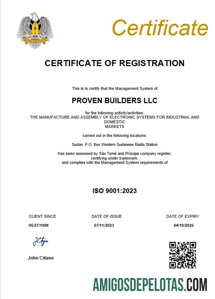 Modelo realista de certificado de registro comercial do Sudão em Word e PDF